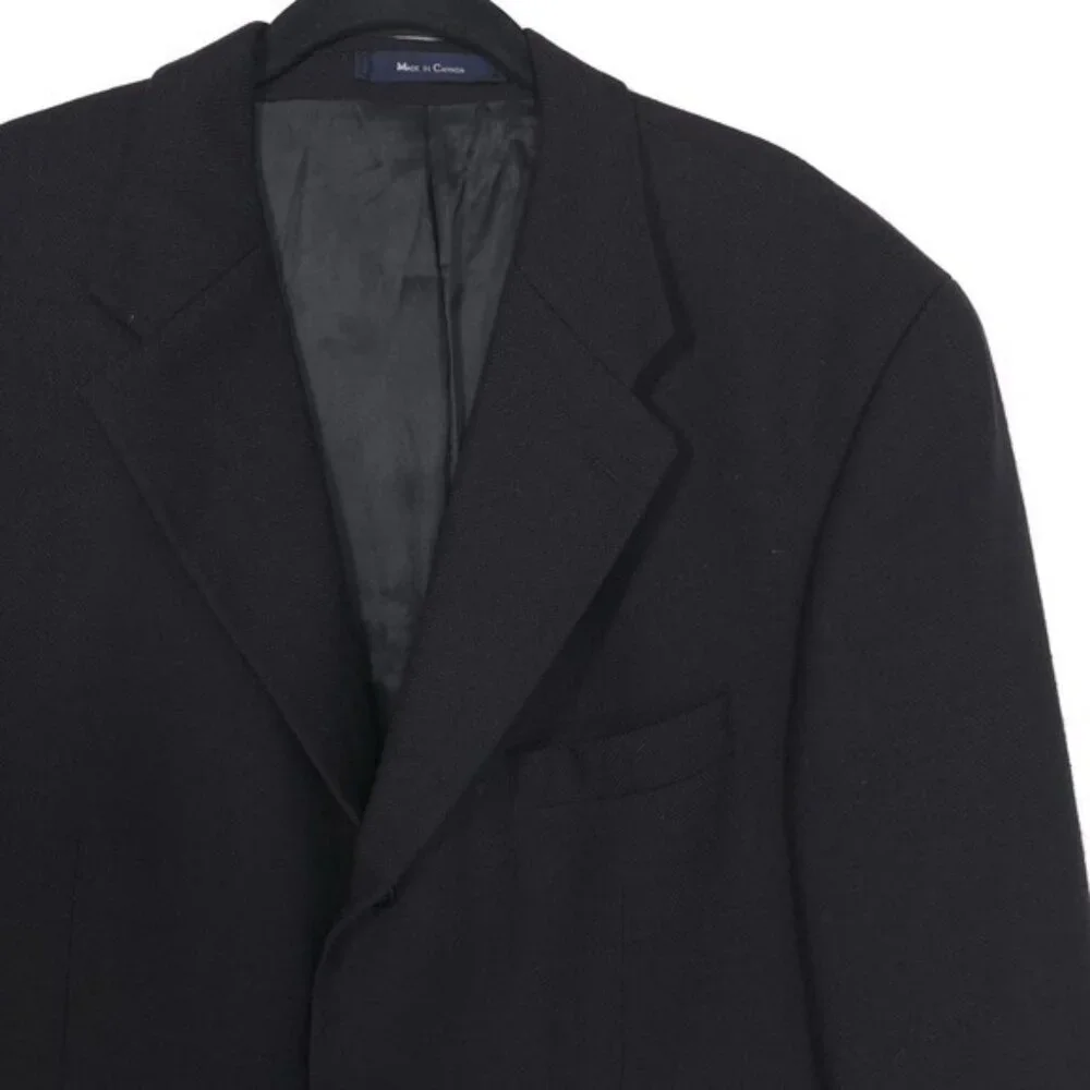 RALPH LAUREN Men's Blazer 42R SILK WOOL Black Suit Jacket Sport Coat CANADA MADE